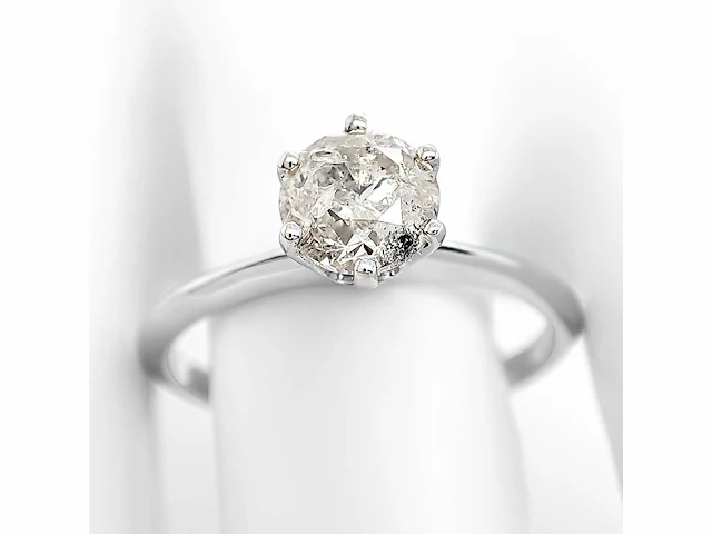 14 krt. wit gouden ring met diamant 1,02 crt. naturel - afbeelding 4 van  7