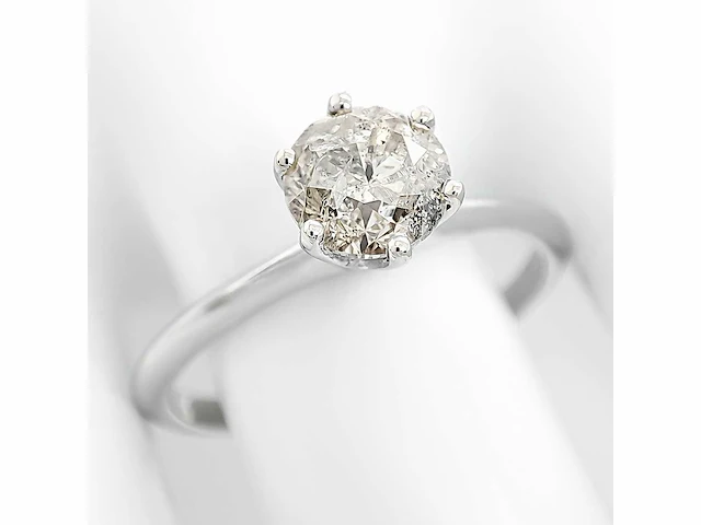 14 krt. wit gouden ring met diamant 1,02 crt. naturel - afbeelding 6 van  7