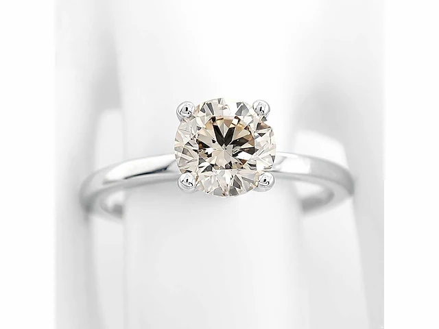 14 krt. wit gouden ring met diamant 1,03 crt. naturel - afbeelding 2 van  9