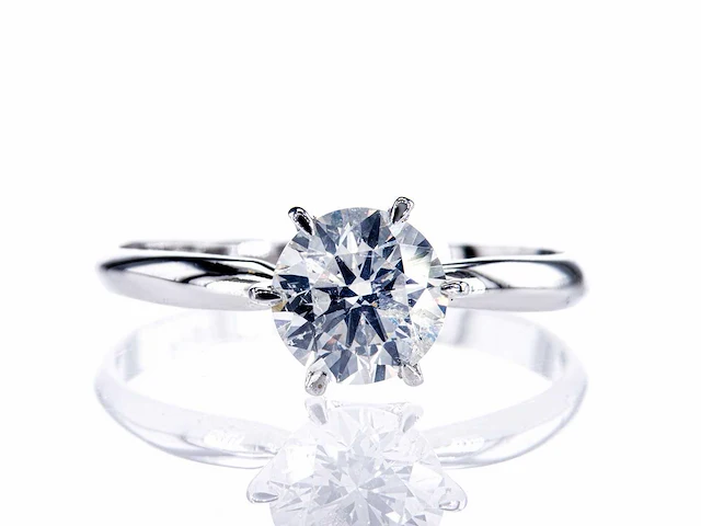 14 krt. wit gouden ring met diamant 1,51 crt. naturel - afbeelding 3 van  10