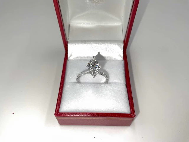 14 krt. wit gouden ring met diamant 2,08 crt. - afbeelding 1 van  11