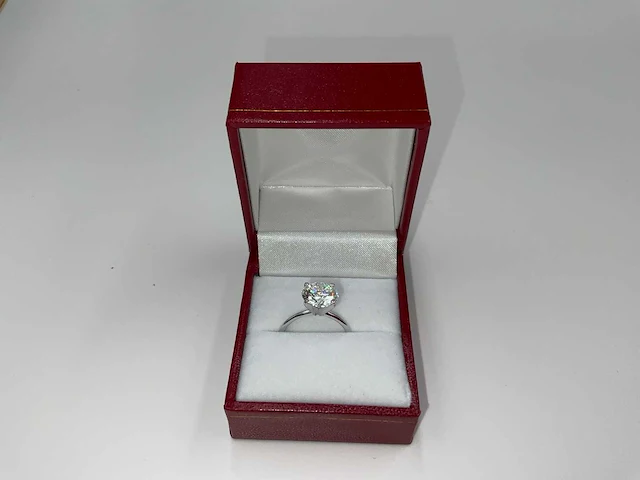 14 krt. wit gouden ring met diamant 3,00 krt. - afbeelding 3 van  11