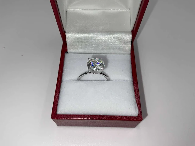 14 krt. wit gouden ring met diamant 3,00 krt. - afbeelding 1 van  11