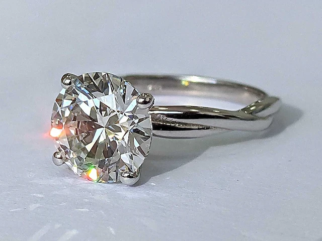 14 krt. wit gouden ring met diamant 3,01 crt. - afbeelding 8 van  9