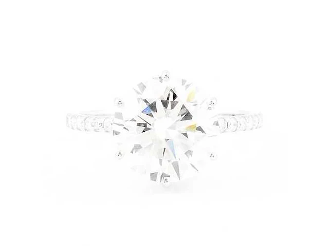 14 krt. wit gouden ring met diamant 4,04 crt. - afbeelding 7 van  8