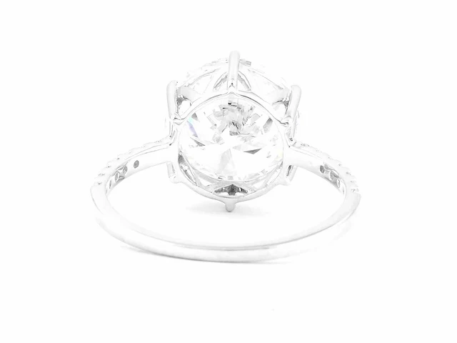 14 krt. wit gouden ring met diamant 4,04 crt. - afbeelding 8 van  8