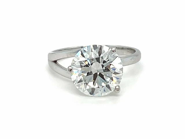 14 krt wit gouden ring met diamant 4,08 crt - afbeelding 1 van  6
