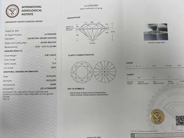 14 krt wit gouden ring met diamant 4,08 crt - afbeelding 2 van  6