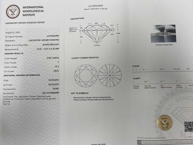 14 krt wit gouden ring met diamant 4,08 crt - afbeelding 2 van  7