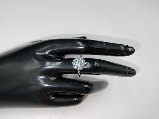 14 krt. wit gouden ring met diamant 5,00 crt. - afbeelding 6 van  10