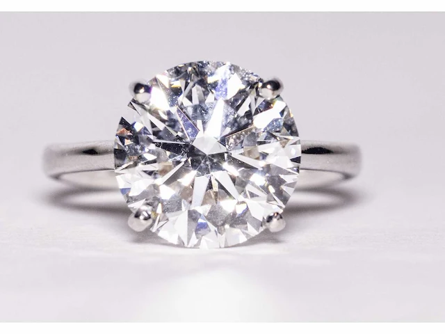 14 krt wit gouden ring met diamant 5,01 crt - afbeelding 1 van  10