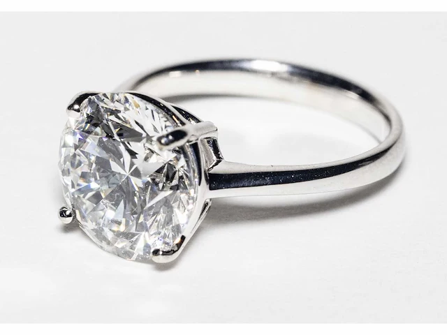 14 krt wit gouden ring met diamant 5,05 crt - afbeelding 1 van  9