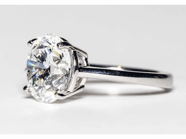 14 krt wit gouden ring met diamant 5,05 crt - afbeelding 2 van  9