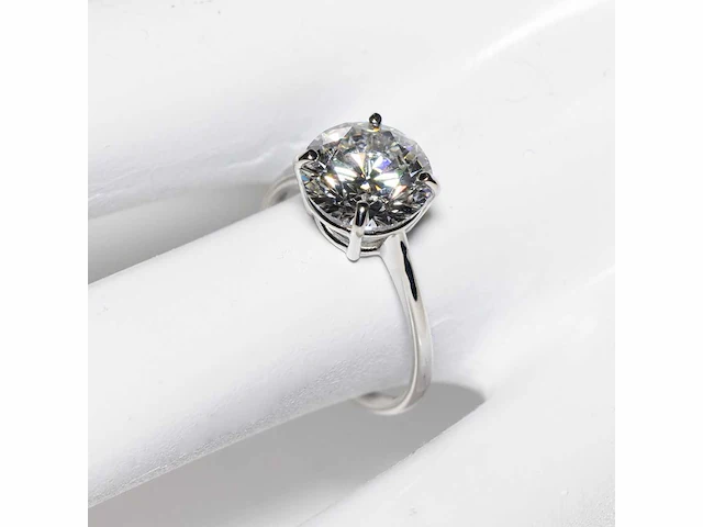 14 krt wit gouden ring met diamant 5,11 crt - afbeelding 6 van  9