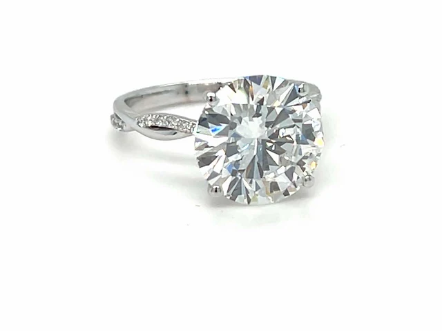 14 krt wit gouden ring met diamant 5,23 crt - afbeelding 2 van  10