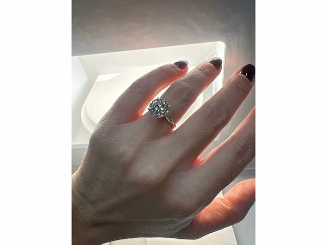 14 krt wit gouden ring met diamant 5,23 crt - afbeelding 4 van  10