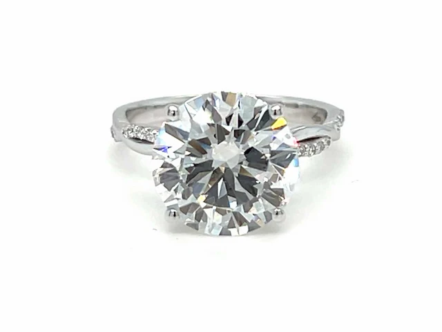 14 krt wit gouden ring met diamant 5,23 crt - afbeelding 5 van  10