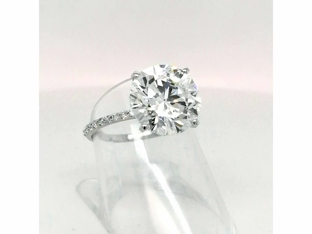 14 krt. wit gouden ring met diamant 6,22 crt. - afbeelding 1 van  12