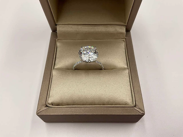 14 krt. wit gouden ring met diamant 6,22 crt. - afbeelding 12 van  12