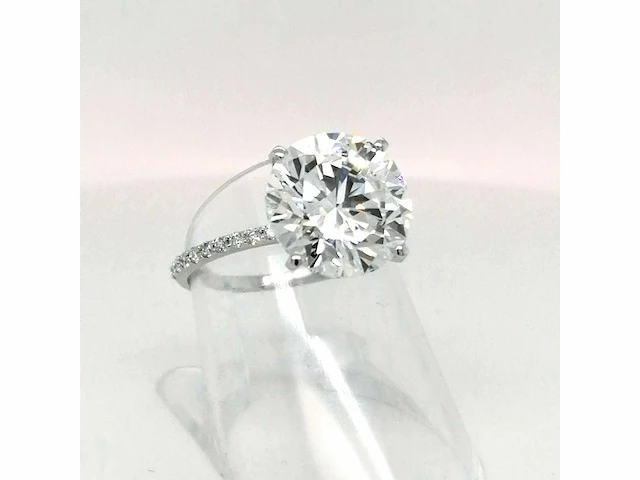 14 krt. wit gouden ring met diamant 6,22 crt. - afbeelding 3 van  12