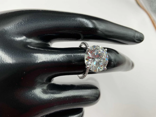 14 krt. wit gouden ring met diamant 6,22 crt. - afbeelding 7 van  12