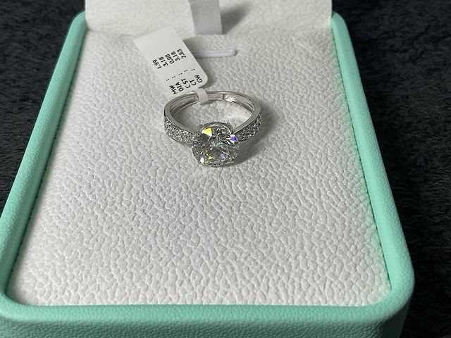 14 krt wit gouden ring met diamanten 3,18 crt - afbeelding 1 van  9