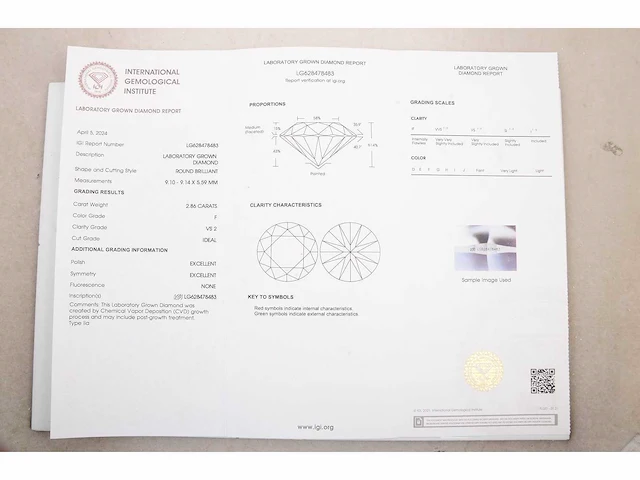 14 krt wit gouden ring met diamanten 3,18 crt - afbeelding 5 van  9