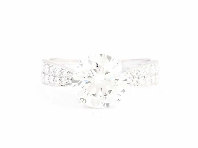 14 krt wit gouden ring met diamanten 3,18 crt - afbeelding 7 van  9