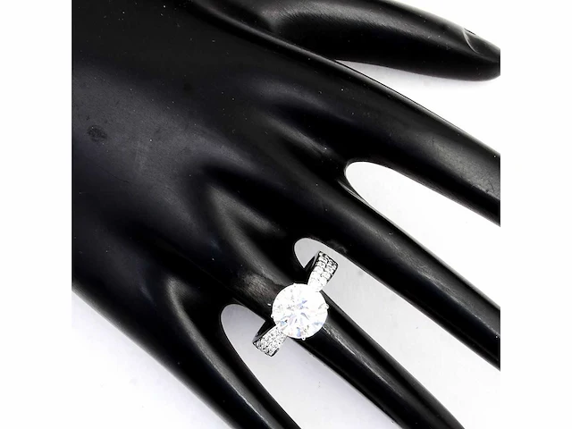 14 krt wit gouden ring met diamanten 3,18 crt - afbeelding 8 van  9