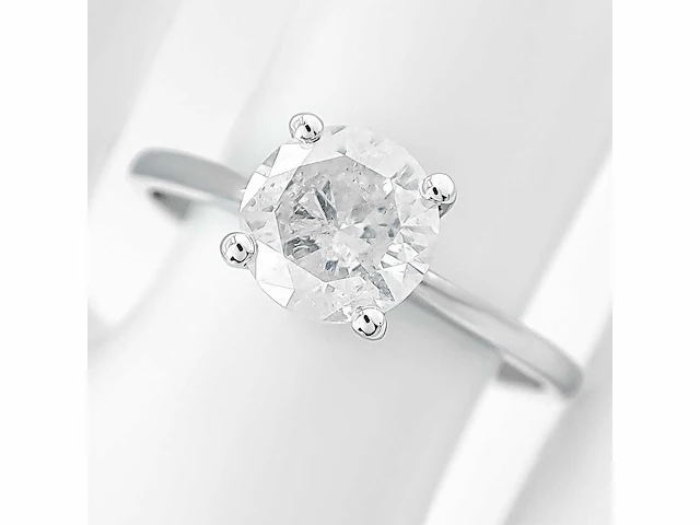 14 krt wit gouden ring met natuurlijke diamant 1,01 crt - afbeelding 1 van  7