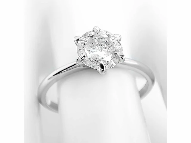 14 krt wit gouden ring met natuurlijke diamant 1,02 crt - afbeelding 7 van  7