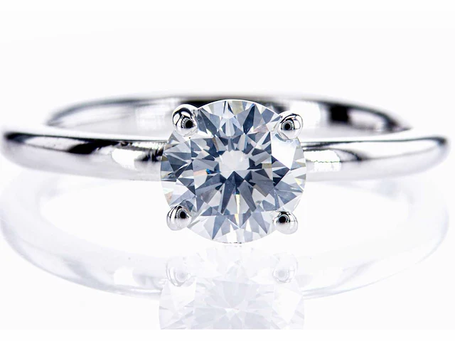 14 krt wit gouden ring met natuurlijke diamant 1,48 crt - afbeelding 1 van  5