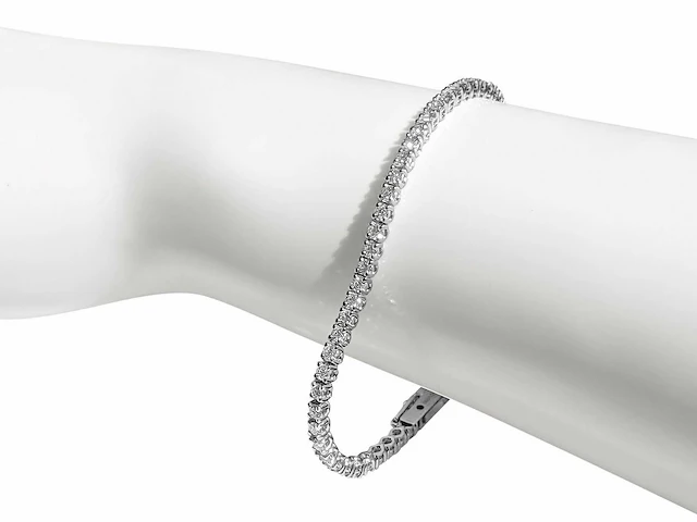 14 krt. wit gouden tennis armband met diamant 3,12 crt. - afbeelding 6 van  8