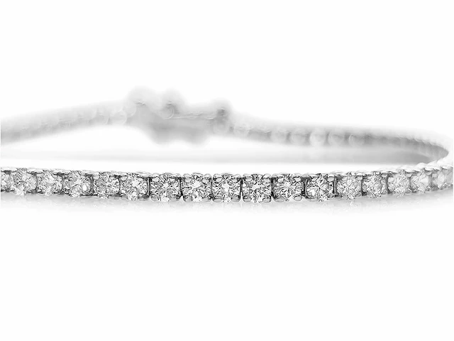 14 krt. wit gouden tennis armband met diamant 3,12 crt. - afbeelding 8 van  8