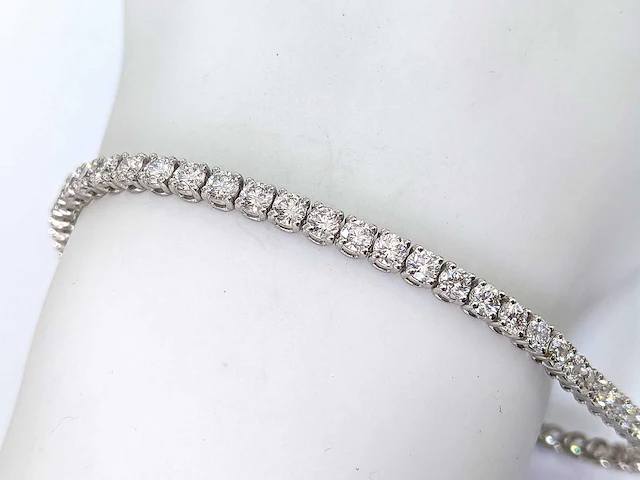 14 krt wit gouden tennis armband met diamant 5,00 crt - afbeelding 5 van  6