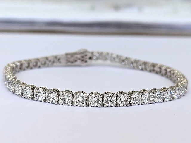 14 krt. wit gouden tennis armband met diamanten 8,17 crt. - afbeelding 3 van  6