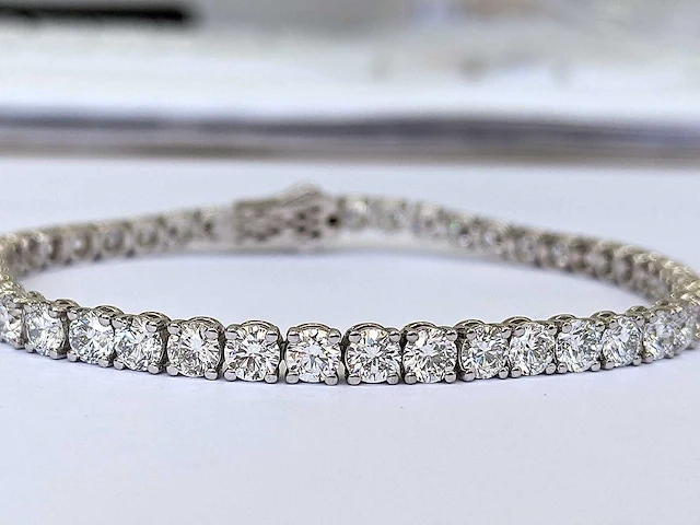 14 krt. wit gouden tennis armband met diamanten 8,17 crt. - afbeelding 6 van  6