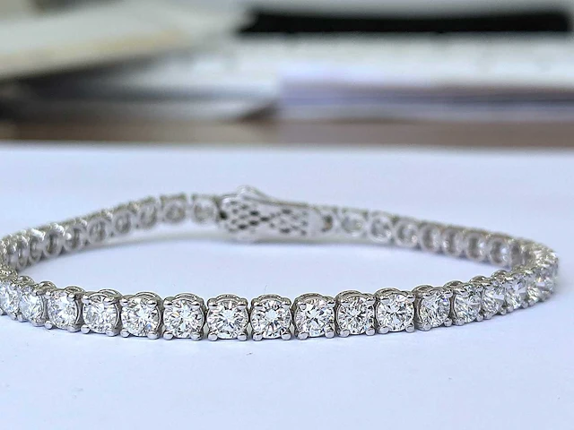 14 krt wit gouden tennis armband met diamanten 8,21 crt - afbeelding 9 van  9