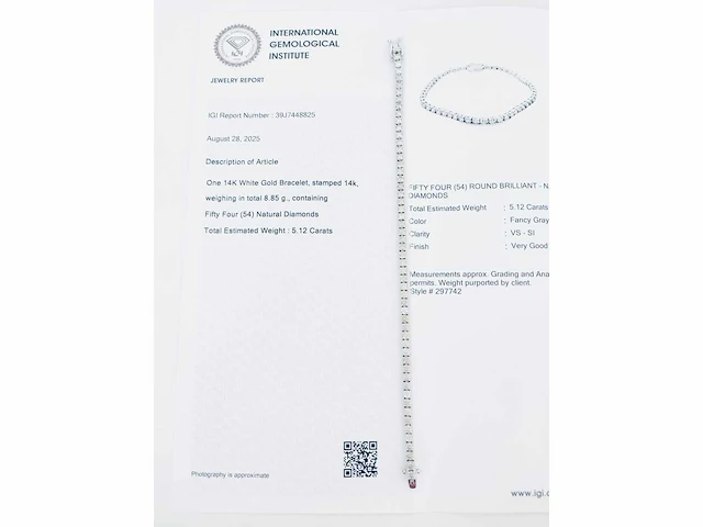 14 krt wit gouden tennis armband met natuurlijke diamant 5,12 crt - afbeelding 5 van  6