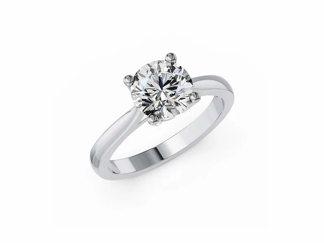 14 krt. witgouden ring met 2,00 crt. diamant - afbeelding 1 van  5