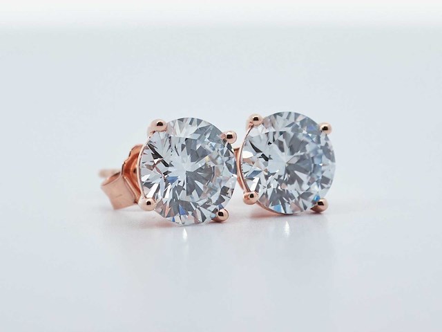 14 roségouden oorstekers met 3,16 crt. diamant - afbeelding 1 van  7