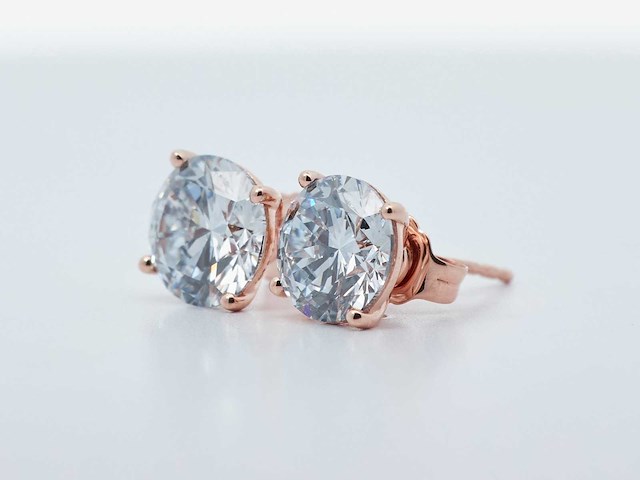 14 roségouden oorstekers met 3,16 crt. diamant - afbeelding 4 van  7