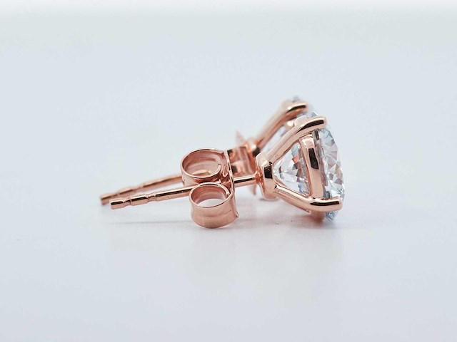 14 roségouden oorstekers met 3,16 crt. diamant - afbeelding 5 van  7