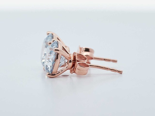 14 roségouden oorstekers met 3,16 crt. diamant - afbeelding 6 van  7