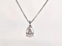 14k witgouden hanger met 1,00 ct peervormige diamant ( igi gecertificeerd ) - afbeelding 1 van  4