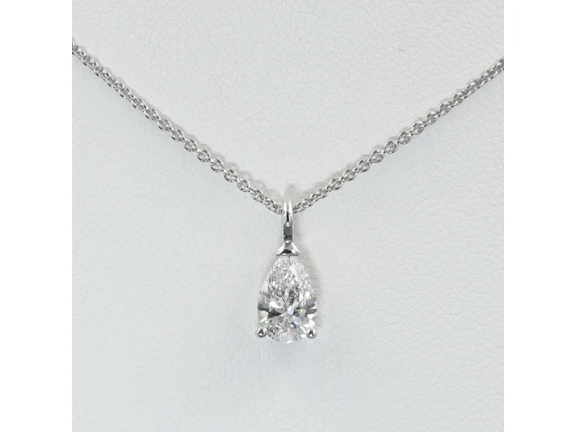 14k witgouden hanger met 1,00 ct peervormige diamant ( igi gecertificeerd ) - afbeelding 2 van  4