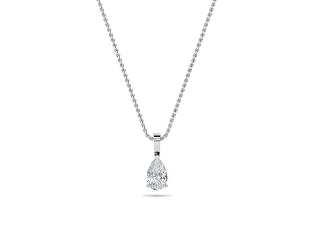 14k witgouden hanger met 1,00 ct peervormige diamant ( igi gecertificeerd ) - afbeelding 3 van  4