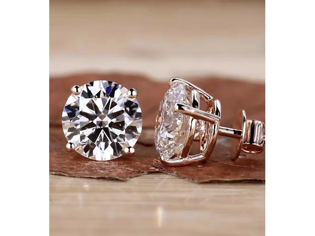 14k witgouden oorbellen - 1.08ct diamant - afbeelding 1 van  4