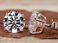 14k witgouden oorbellen - 1.08ct diamant - afbeelding 1 van  4