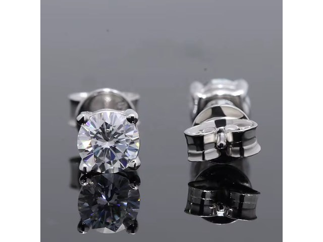 14k witgouden oorbellen - 1.08ct diamant - afbeelding 2 van  4